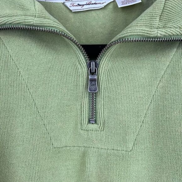 Tommy Bahama Unisex Quarter Zip Mock Neck Long Sleeve Sweater Green‎ Size Large - Picture 4 of 8